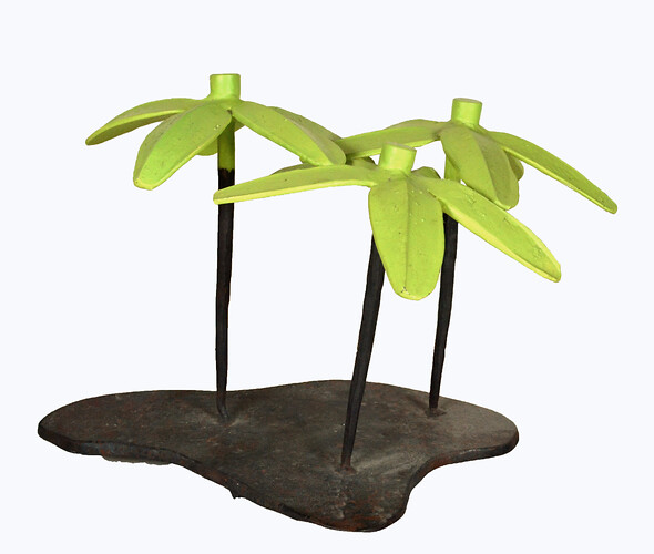 Heike & Helmuth Hahn: Insel. Stahl geschmiedet /farbig  gefasst 
29cm mal 24cm mal 21cm 
2011