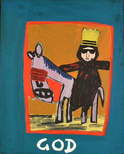 Kevin Coyne: GOD. Acryl/ Hartfaser  
50cm mal 40cm 
1992