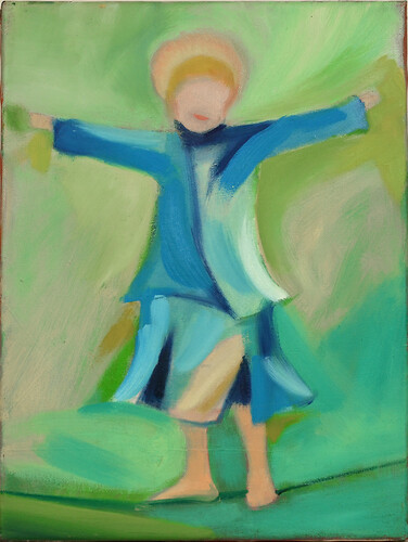 Cornelia Effner: Auf dem Seil. Öl /Lw
40cm mal 30cm 
2014