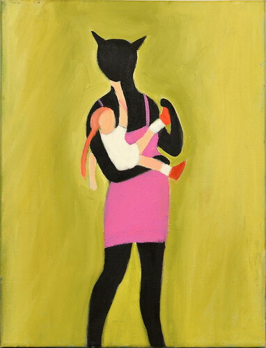 Cornelia Effner: Cat Mama. Öl /Lw
40cm mal 30cm 
2010