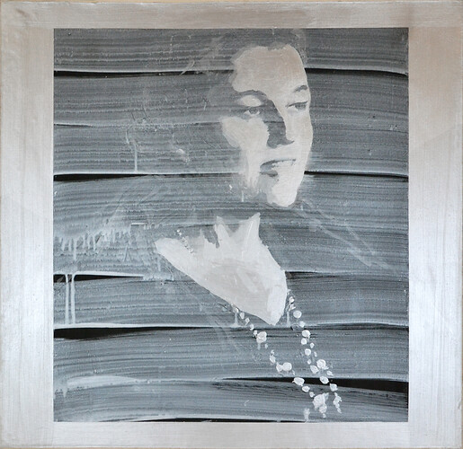 Moo Chang Han: Portrait silber auf schwarz. Acryl/ Lw
86cm mal 85cm
2007