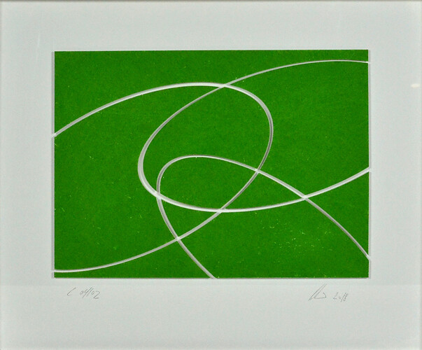 Waldemar Bachmeier: o.T.. Laser cut/ Plexiglas/ Acryl/ Quarzsand 
34cm mal 25cm
2018