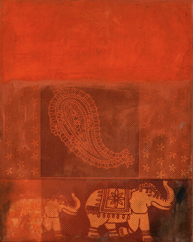 Christine Klement: Roter Elefant. Versch. Materialien/ Lw
30cm mal 24cm
2021