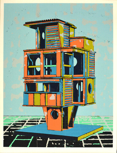 Lorenz Estermann: Tower 2. Siebdruck 
(griffelkunst) 
80cm mal 60cm 
2014