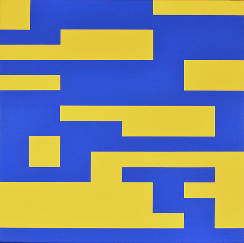 Gerald Hotter: LANGFORD-REIHE TYP „G“. Acryl /Lw 
80cm mal 80cm 
2002