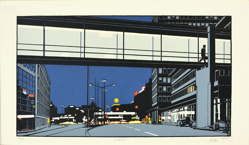 Axel Voss: "PLÄRRER". Siebdruck 
(Ex. 11/40)
38,5cm mal 64,5cm 
2001