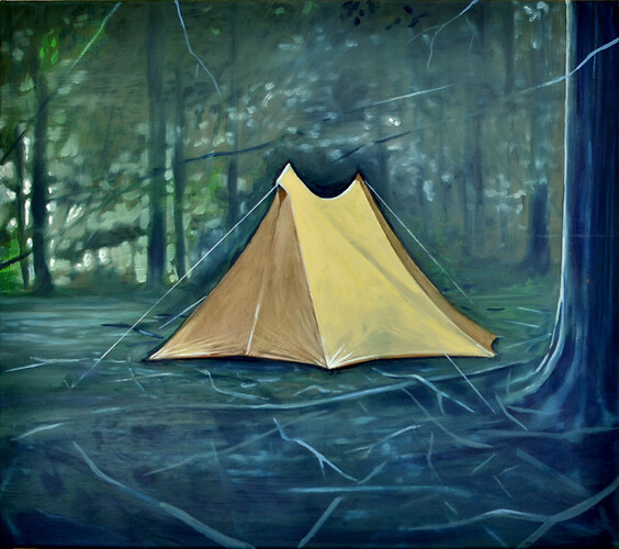 Thomas Geyer: Rückzug. Eitempera/ Lb 
65cm mal 71cm 
2018